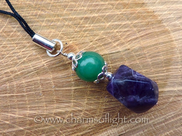 Amethyst & Green Aventurine Charm